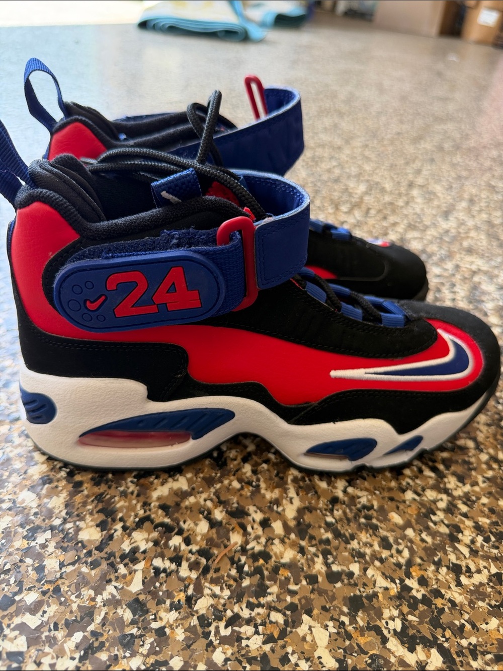 Nike Kids High-Top Sneakers in Red, Blue & Black